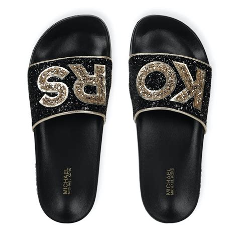 michael kors slides glitter